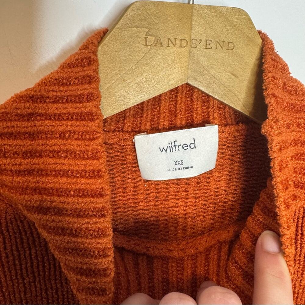 Aritzia Wilfred Orange Mockneck Cropped Knit Sweater Size XXS - Picture 2 of 4